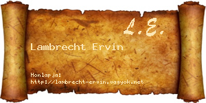 Lambrecht Ervin névjegykártya